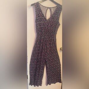 Xhilaration Navy and Red Floral Midi Jumper